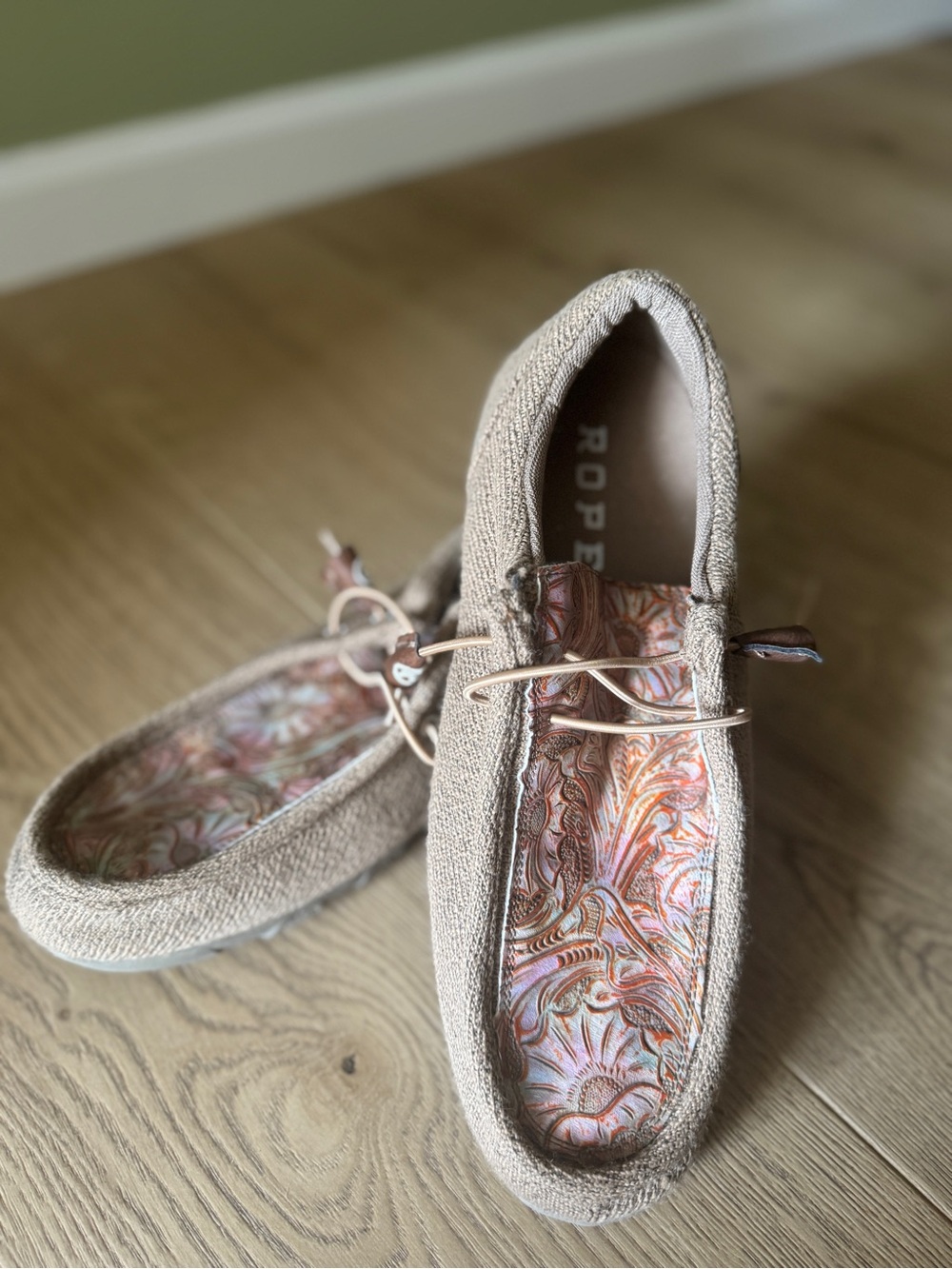Roper Beige Men's Slip-On Loafers with Marbled Insole